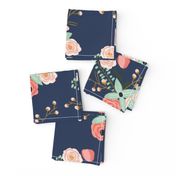 Summer Floral Navy - Navy Floral - flowers