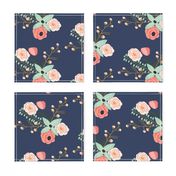 Summer Floral Navy - Navy Floral - flowers