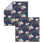 Summer Floral Navy - Navy Floral - flowers