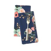 Summer Floral Navy - Navy Floral - flowers