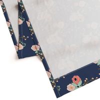 Summer Floral Navy - Navy Floral - flowers