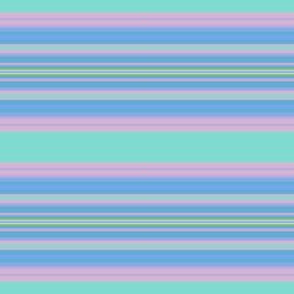 Pastel Aqua, Blue, Pink Horizontal Stripe