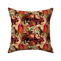 BNS7 - Marbled Mystery Swirls in Brown, Orange and Green 