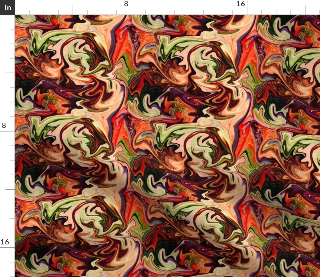 BNS7 - Marbled Mystery Swirls in Brown, Orange and Green 