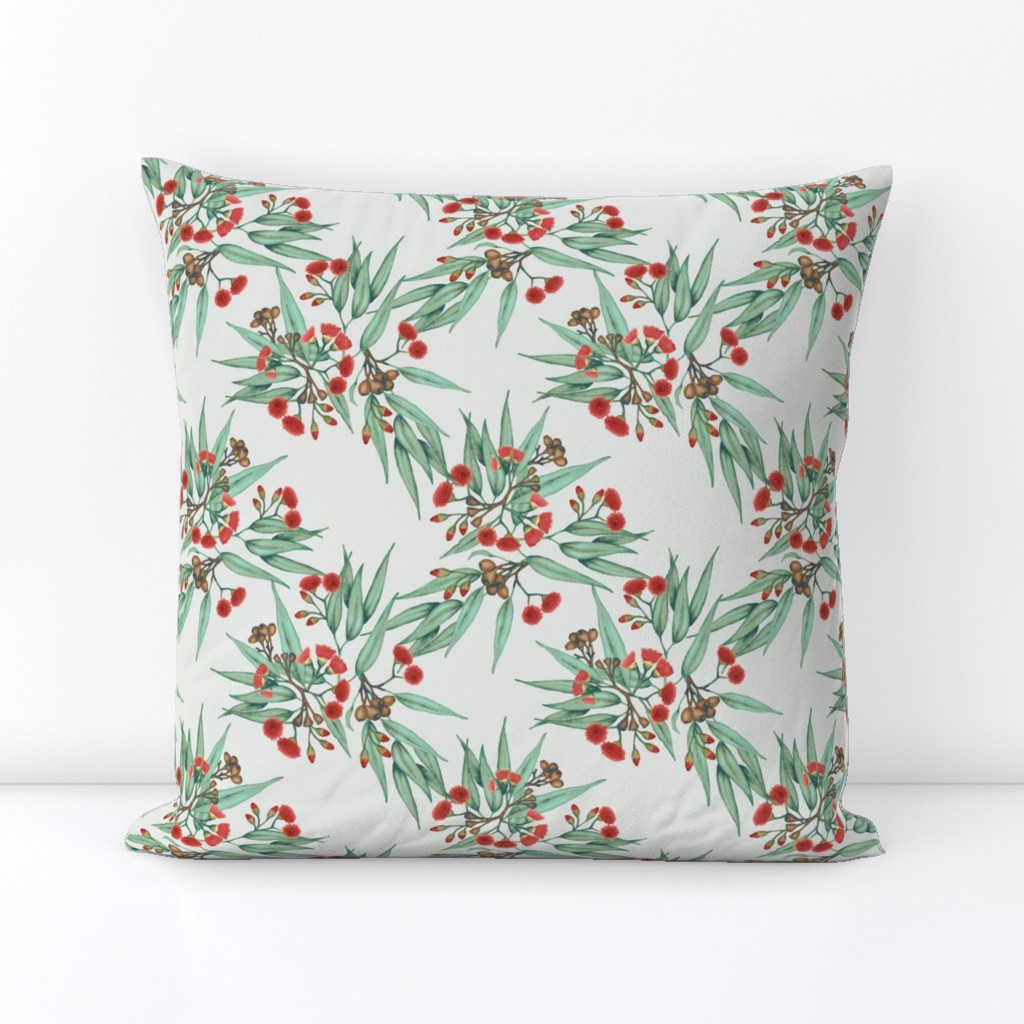 Eucalyptus Red Blossoms, Vintage Green