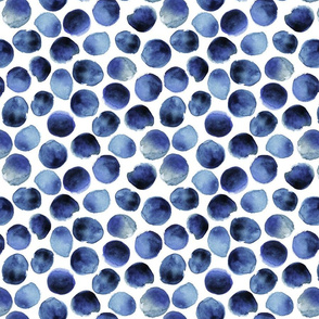 Watercolor blue indigo polka dot 