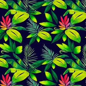 Watercolor tropical leaves pattern