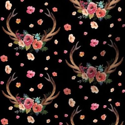 Floral Deer Garden - Black