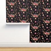 Floral Deer Garden - Black