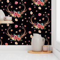 Floral Deer Garden - Black