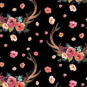 Floral Deer Garden - Black