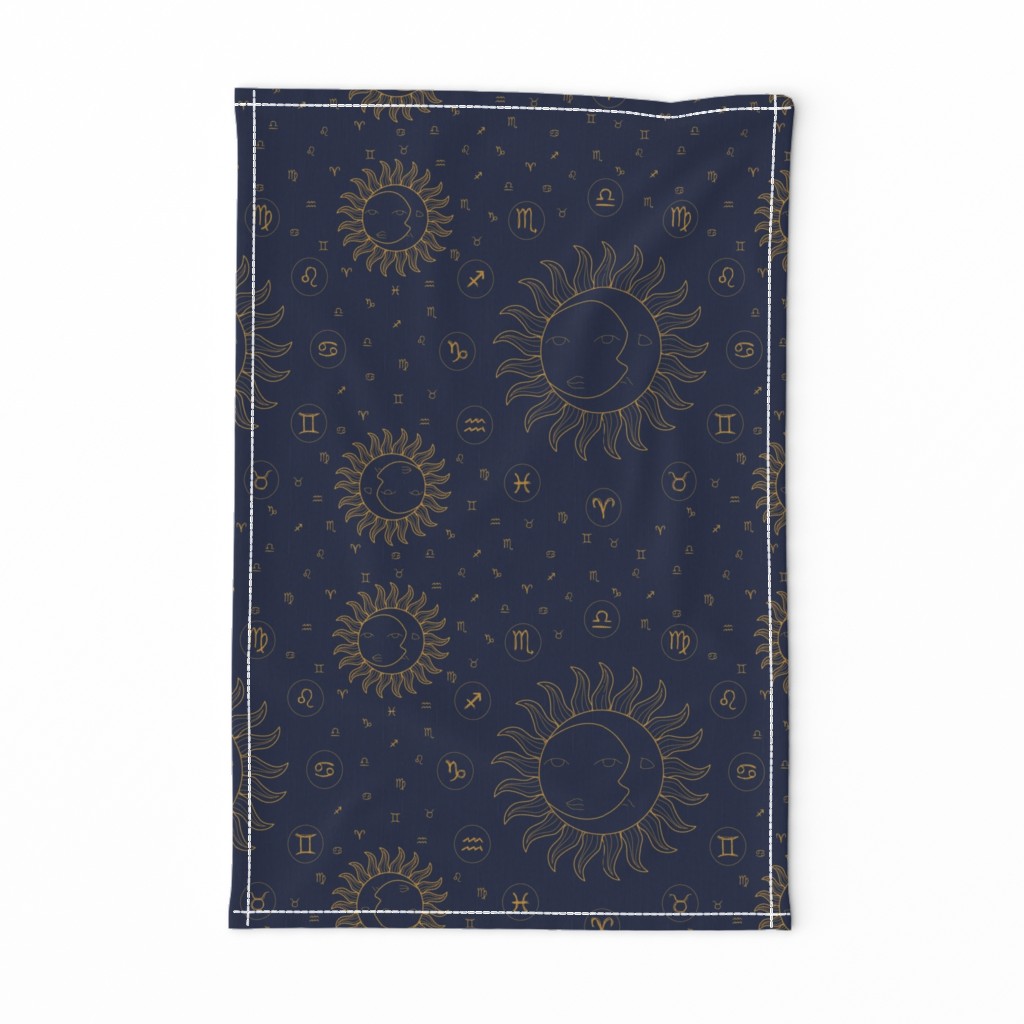 Celestial Zodiac Symbols - Gold/Navy