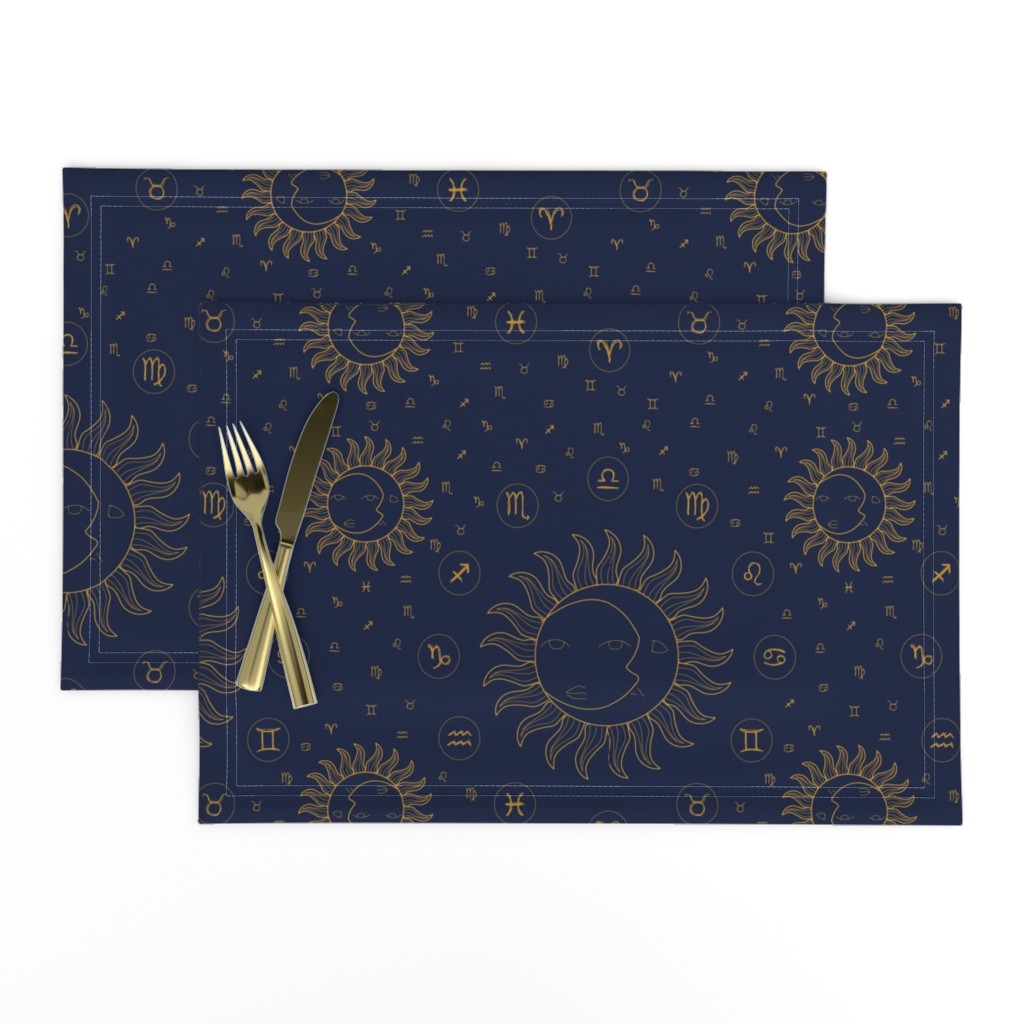 Celestial Zodiac Symbols - Gold/Navy