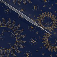 Celestial Zodiac Symbols - Gold/Navy