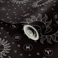 Celestial Zodiac Symbols - Black/White