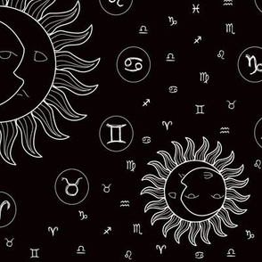 Celestial Zodiac Symbols - Black/White