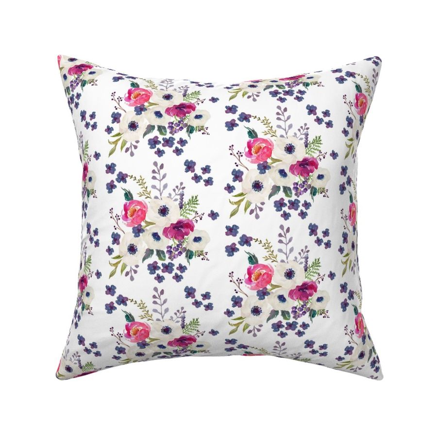 Boho Purple Floral Print - White - Spoonflower