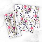 Boho Purple Floral Print - White