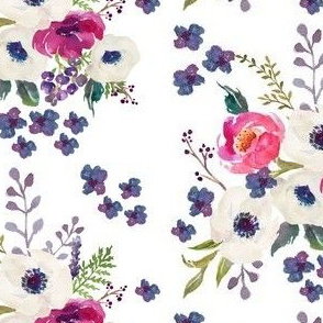 Boho Purple Floral Print - White