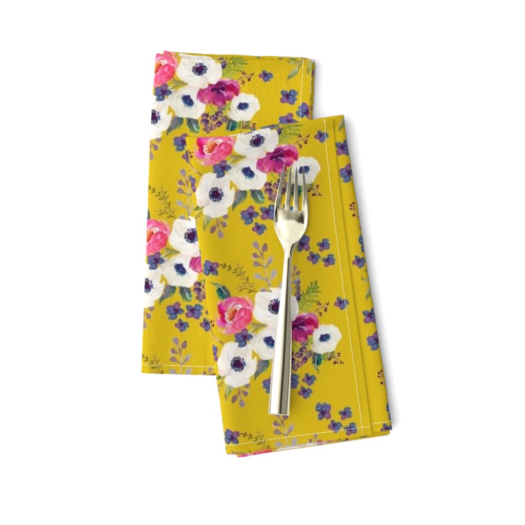 5.25" Boho Purple Floral Print -  Mustard Color