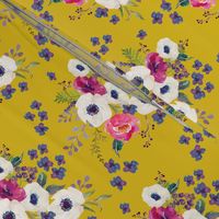 5.25" Boho Purple Floral Print -  Mustard Color