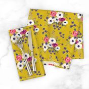 5.25" Boho Purple Floral Print -  Mustard Color