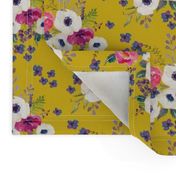 5.25" Boho Purple Floral Print -  Mustard Color