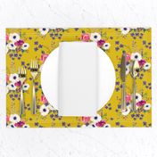 5.25" Boho Purple Floral Print -  Mustard Color