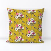 5.25" Boho Purple Floral Print -  Mustard Color