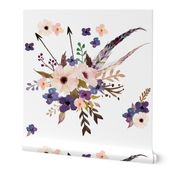 Boho Purple Floral & Arrows - White