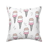 Sweet scandinavian summer ice cream cones in black and white and soft pink pastels LARGE Jumbo