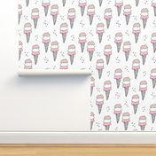 Sweet scandinavian summer ice cream cones in black and white and soft pink pastels LARGE Jumbo
