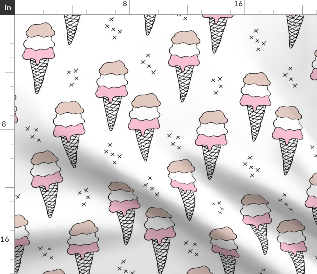 Sweet scandinavian summer ice cream cones in black and white and soft pink pastels LARGE Jumbo