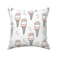 Sweet scandinavian summer ice cream cones in black and white and soft pastels gender neutral