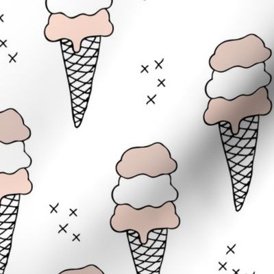 Sweet scandinavian summer ice cream cones in black and white and soft pastels gender neutral