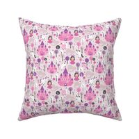 Princess unicorn and fairy land castle magical print for girls