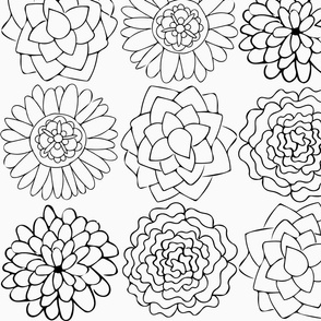 Black & White Flower Doodles