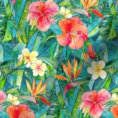 Classic Tropical Garden in watercolors 2
