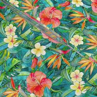 Classic Tropical Garden in watercolors 2