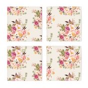 Boho Vintage Floral Pastel - Pink