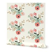 Summer Floral Ivory - Mint Floral - Flowers