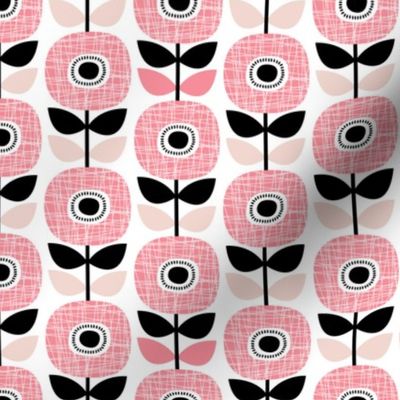 Colorful retro poppy flower blossom scandinavian style summer garden pink