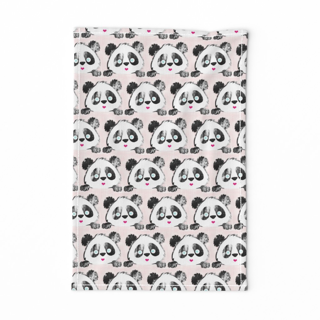 Panda Love Grunge on Pink