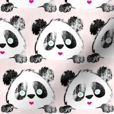 Panda Love Grunge on Pink