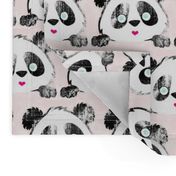 Panda Love Grunge on Pink