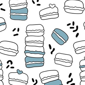 Cool trendy candy macaron macaroon design memphis style black and white blue