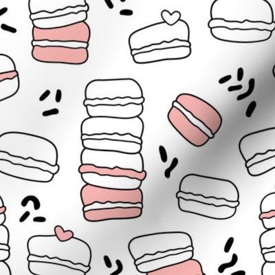 Cool trendy candy macaron macaroon design memphis style black and white pink