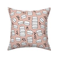 Cool trendy candy macaron macaroon design memphis style black and white beige