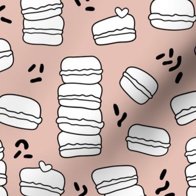 Cool trendy candy macaron macaroon design memphis style black and white beige