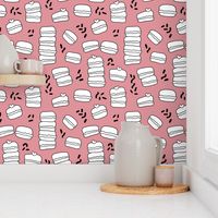 Cool trendy candy macaron macaroon design memphis style black and white pink